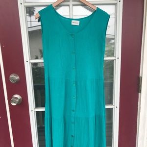 Turquoise button up midi dress